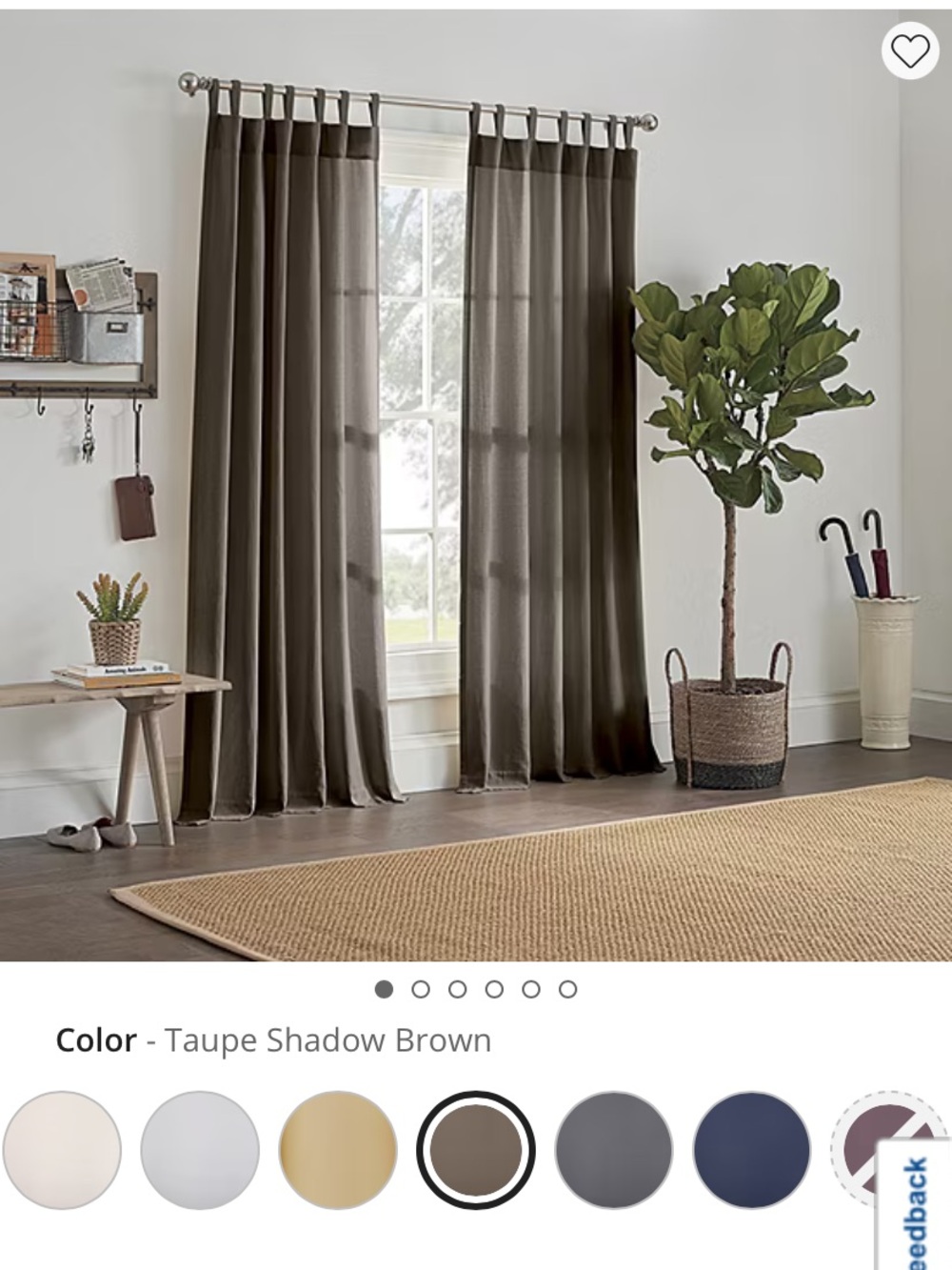Taupe Shadow Brown Tab-Top Curtain Panels